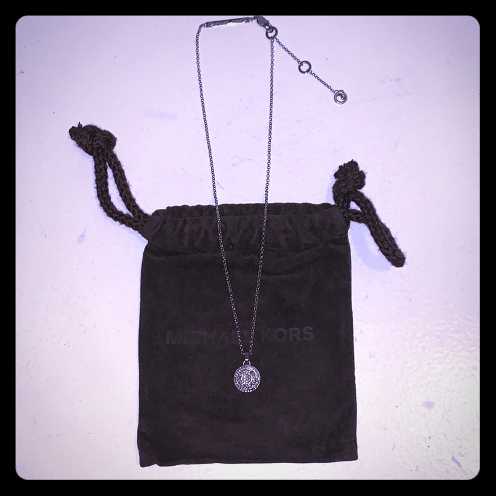 Pave crystal, silver over stainless steel necklace